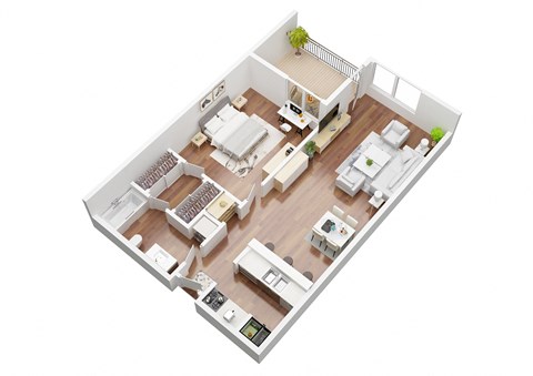 Floor plan for 1 bed, 1 bath, 620 sqft